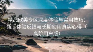 精品欧美专区深度体验与实用技巧：新手体验反馈与长期使用真实心得（高阶用户版）