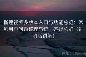 榴莲视频多版本入口与功能总览：常见用户问题整理与统一答疑总览（进阶版讲解）