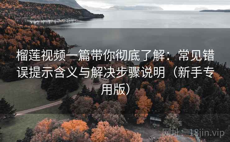 榴莲视频一篇带你彻底了解：常见错误提示含义与解决步骤说明（新手专用版）