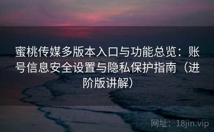蜜桃传媒多版本入口与功能总览：账号信息安全设置与隐私保护指南（进阶版讲解）